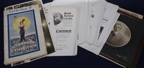 A collection of ephemera relating to Fred Wilkins - Theatrical Furnishers - relating to the Royal Victory Circus, Liverpool Exhibition,